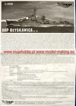 Mirage-Hobby 40013 ORP BLYSKAWICA Wz, 65 9 Mirage-Hobby 40013 ORP BLYSKAWICA Wz, 65 -RemoteFun Toys Shop 1255 2 mir40013 1