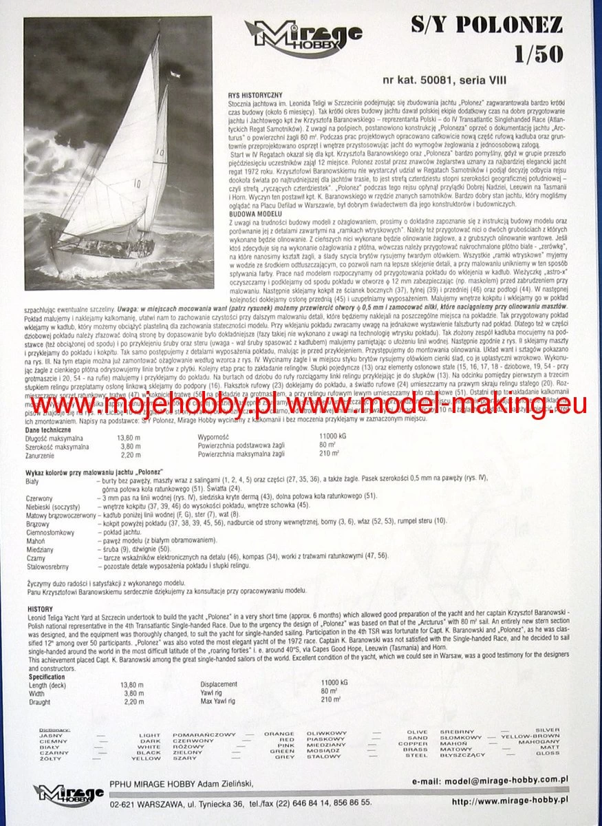 Mirage-Hobby 508001 S/Y Polonez 7 Mirage-Hobby 508001 S/Y Polonez - Image 7
