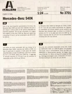 Italeri 3701 Mercedes-Benz 540K -RemoteFun Toys Shop 1379 2 ita3701 1