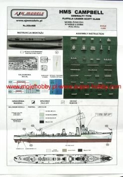 AJM Models 350-008 Flotilla Leader Scott Class HMS Campbell 1942 R. 9 AJM Models 350-008 Flotilla Leader Scott Class HMS Campbell 1942 R. -RemoteFun Toys Shop 35053 2 AJD 350 008 1