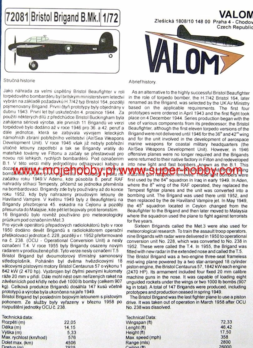 Valom 72081 Bristol Brigand B.Mk.I (Pakistan, RAF) British Light And Fast Bomber 6 Valom 72081 Bristol Brigand B.Mk.I (Pakistan, RAF) British Light And Fast Bomber - Image 6
