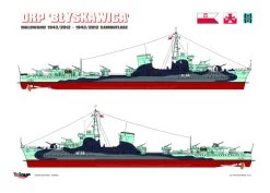 Mirage-Hobby 400001 ORP 'BŁYSKAWICA' 1943/2012 Camouflage [with The Collector's Coin] -RemoteFun Toys Shop 4103 3 Mirage 400001 Blyskaiwca with Coin Painting