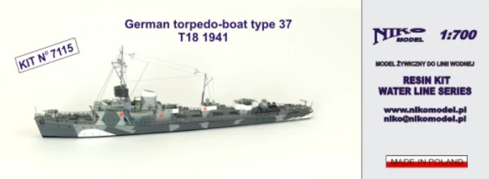 NIKO MODEL 7115 German Torpedo-boat Type 37 T18 1941 1 NIKO MODEL 7115 German Torpedo-boat Type 37 T18 1941