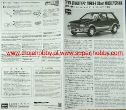 Hasegawa 20559 Toyota Starlet EP71 Turbo-S (3Door) Middle Version (1987) -RemoteFun Toys Shop 50676 2 has20559 1