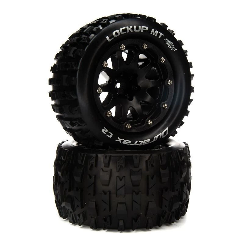Duratrax Front/Rear Lockup MT Belted 2.8" Mounted Tires, 14mm, Black (2) 1 Duratrax Front/Rear Lockup MT Belted 2.8" Mounted Tires, 14mm, Black (2)