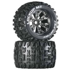 Duratrax Lockup MT 3.8" Mounted 1/2" Offset Tires, Chrome (2)