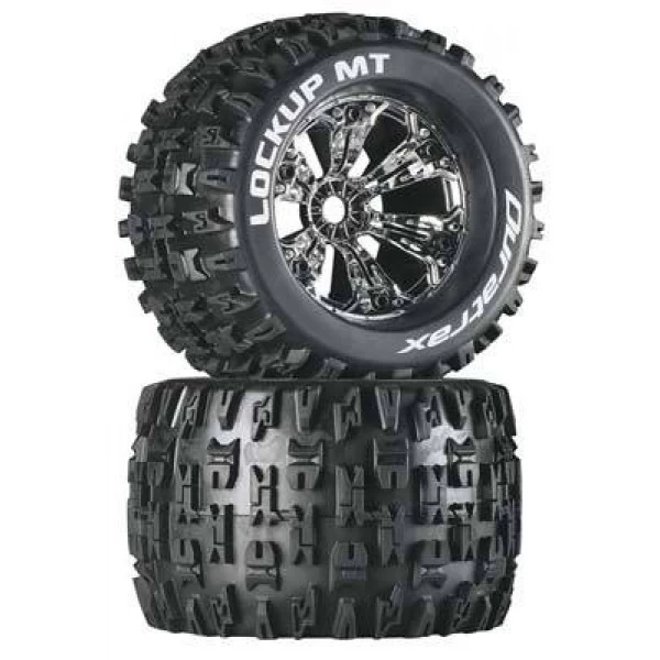 Duratrax Lockup MT 3.8" Mounted 1/2" Offset Tires, Chrome (2) 1 Duratrax Lockup MT 3.8" Mounted 1/2" Offset Tires, Chrome (2)