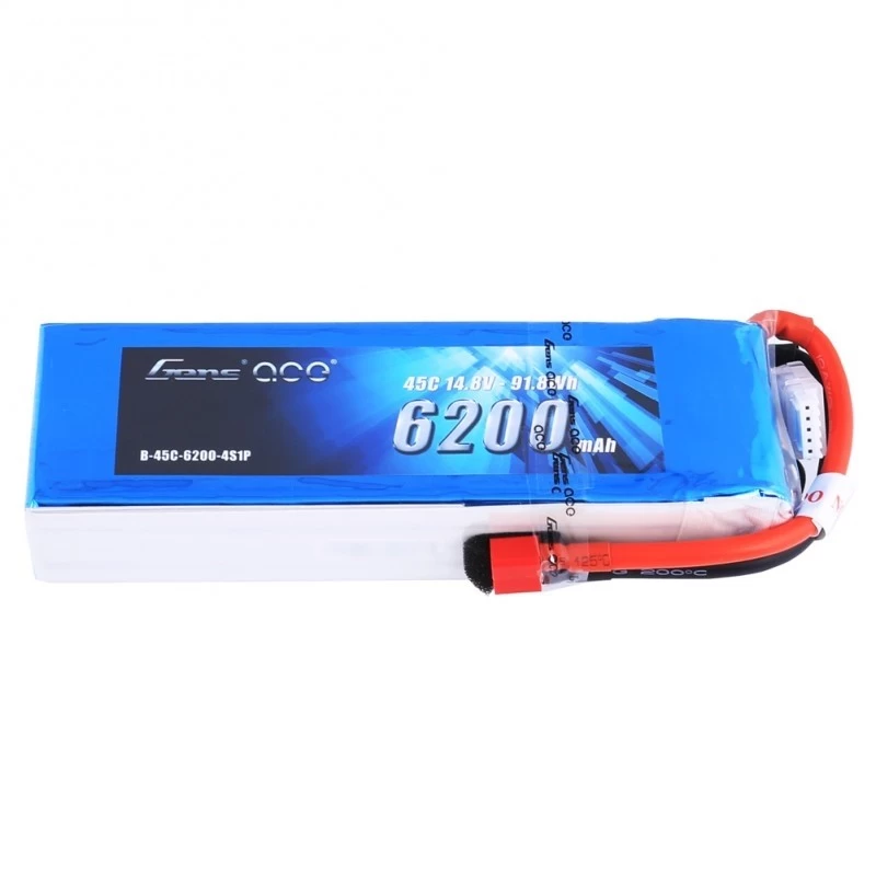Gens Ace LiPo Pack Battery 6200mAh 45C 14.8V (4S) With Deans Connector 1 Gens Ace LiPo Pack Battery 6200mAh 45C 14.8V (4S) With Deans Connector