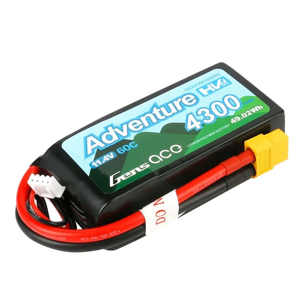 Gens Ace Adventure High Voltage 4300mAh 3S1P 11.4V 60C Lipo Battery With XT60 Plug 1 Gens Ace Adventure High Voltage 4300mAh 3S1P 11.4V 60C Lipo Battery With XT60 Plug