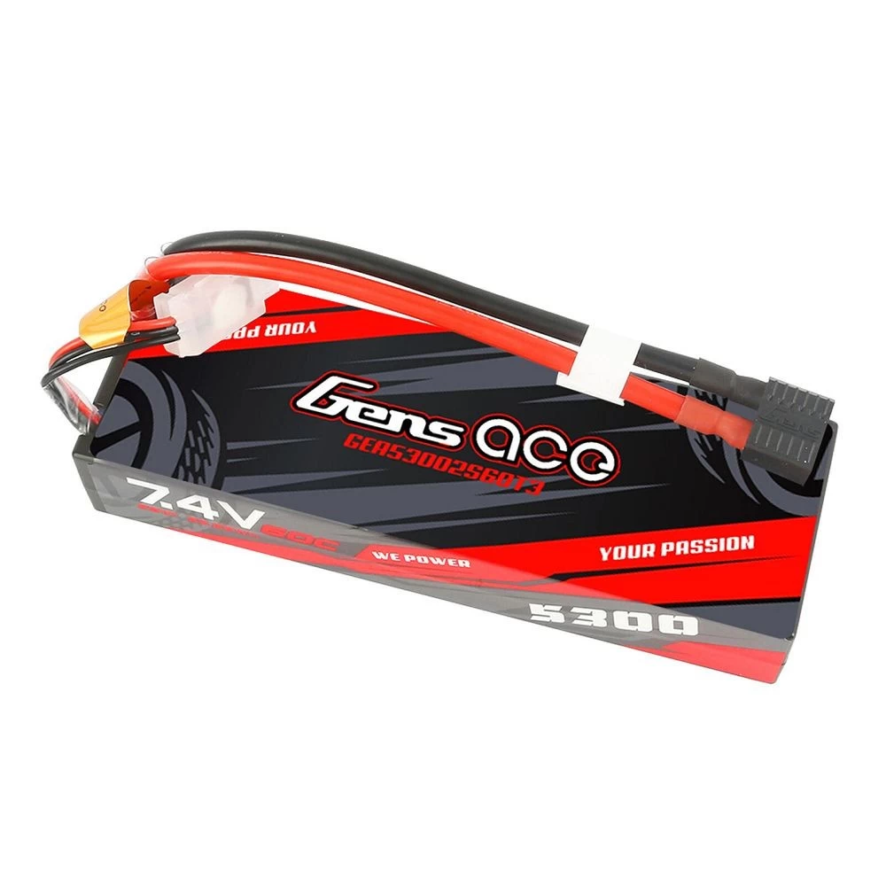 Gens Ace 7.4V 5300mAh 60C 2S1P Hardcase Lipo With EC3/Deans 1 Gens Ace 7.4V 5300mAh 60C 2S1P Hardcase Lipo With EC3/Deans