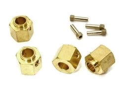 12MM HEX WHEEL (4) HUB BRASS 10MM THICK FOR TRAXXAS TRX-4 SCALE & TRAIL CRAWLER C28089