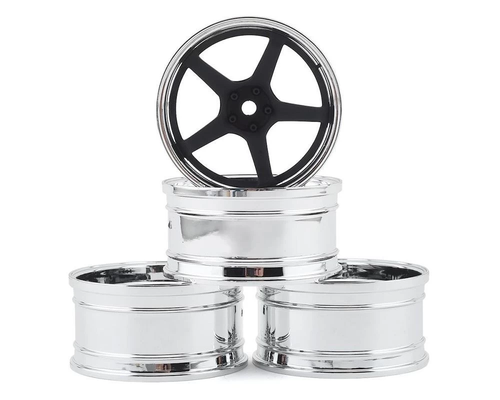 Max Speed Technologies Chrome/Black Wheel Set, Offset Changeable (4) 1 Max Speed Technologies Chrome/Black Wheel Set, Offset Changeable (4)