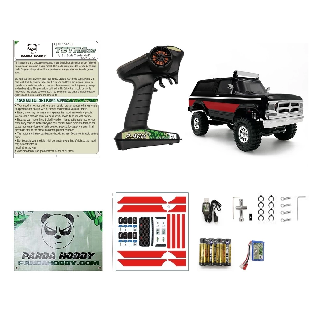 Panda Hobby 1/18 Tetra18 X2 RTR Scale Mini Crawler, Red/White 9 Panda Hobby 1/18 Tetra18 X2 RTR Scale Mini Crawler, Red/White - Image 9