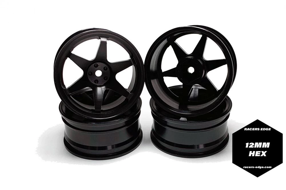 Racer's Edge Aluminum 1/10 On-Road Drifting Car Wheels, 6V Style, Black (4) 1 Racer's Edge Aluminum 1/10 On-Road Drifting Car Wheels, 6V Style, Black (4)