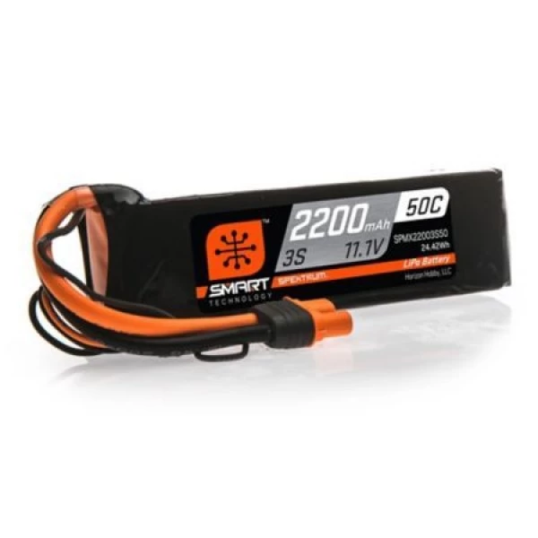 Spektrum 2200mAh 3S 11.1V 50C Smart LiPo Battery; IC3 1 Spektrum 2200mAh 3S 11.1V 50C Smart LiPo Battery; IC3