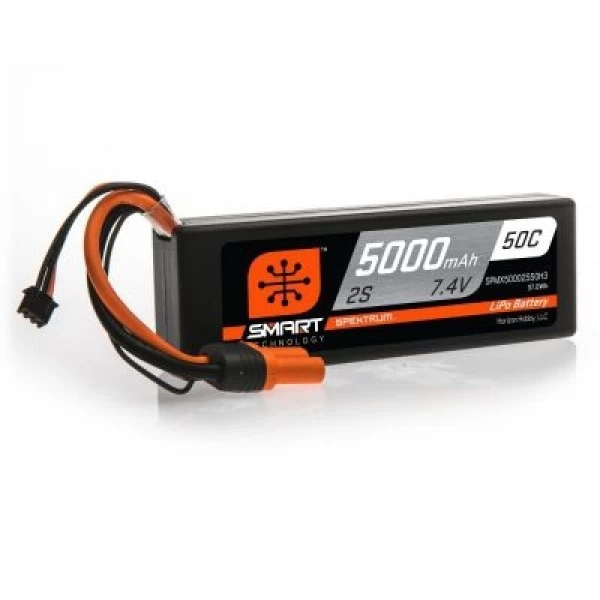 Spektrum 5000mAh 2S 7.4V 50C Smart LiPo Hardcase Batter With IC3 Connector 1 Spektrum 5000mAh 2S 7.4V 50C Smart LiPo Hardcase Batter With IC3 Connector