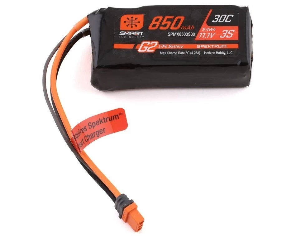 Spektrum 11.1V 850mAh 3S 30C Smart G2 Lipo Battery With IC2 Connector 1 Spektrum 11.1V 850mAh 3S 30C Smart G2 Lipo Battery With IC2 Connector