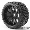Sweep Racing Monster Truck Terrain Crusher Belted Tires, Preglued On WHD Black Wheels (2)