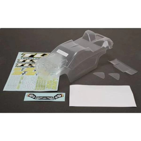 TLR Body & Spoiler Set For Mid Motor, Clear For 22T 1 TLR Body & Spoiler Set For Mid Motor, Clear For 22T