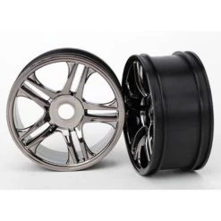 Traxxas XO-1 Wheels Split Spoke Black Chrome Front (2)