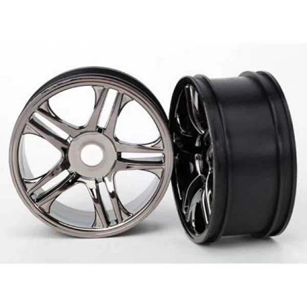 Traxxas XO-1 Wheels Split Spoke Black Chrome Front (2) 1 Traxxas XO-1 Wheels Split Spoke Black Chrome Front (2)