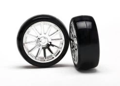 Traxxas 12-spoke Chrome Wheels, Slick Tires (assembled) (2)