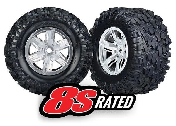 Traxxas X-Maxx Mounted Tires & Wheels, Black Chrome, (left & Right) (2) 1 Traxxas X-Maxx Mounted Tires & Wheels, Black Chrome, (left & Right) (2)