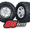 Traxxas Tires & Wheels, Mounted, Satin Chrome Wheels, Maxx AT Tires (2)