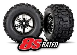 Traxxas Left/Right Sledgehammer Tires & X-Maxx Black Chrome Wheels, Assembled (2)